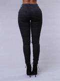 2026 Women's Stretch Skinny Ripped Hole Washed Denim Jeans Female High Waist Pencil Y2k Pants Jeans Ladies Casual Trousers Pants