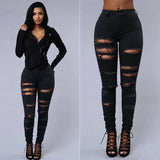 2026 Women's Stretch Skinny Ripped Hole Washed Denim Jeans Female High Waist Pencil Y2k Pants Jeans Ladies Casual Trousers Pants