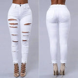 2026 Women's Stretch Skinny Ripped Hole Washed Denim Jeans Female High Waist Pencil Y2k Pants Jeans Ladies Casual Trousers Pants