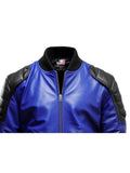 Blue Leather Jacket – Men Blue Faux Leather Jacket