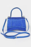 Metallic Rhinestone Hotfix Top Handle Flap Bag