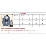 New Sizzling Women's Denim Jacket Fashionable Streetwear Letter Stylish Chic Printed Ripped Holes Jean Patchwork Jeans Female Coat