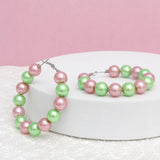 AKA Sorority Pink Green 60mm Pearl Hoop Earrings