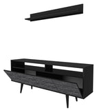 Ola 63 inch Wide TV Stand Media Console with Wall Shelf for TVs up to 72 inch