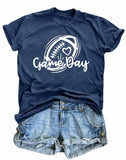 Game Day Shirt Women Cute Football Rugby Ball Graphic Tee Gray Size 2XL