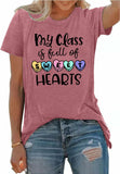PECHAR Valentines Day Teacher Shirt Women Hearts Graphic