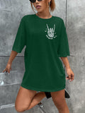Halloween Oversize T-Shirt Women Cute Spooky Graphic Ghost Tee Green Size L