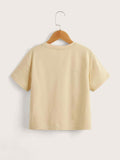 WDIRARA Girls Strawberry Graphic T-Shirt Crewneck Short Sleeve Apricot 12Y