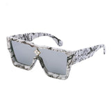 Oversized Square Shape Sunglasses For Women & Men New  Luxury Design Sun Glasses For Female New Fashionable  Large Frame Silver Mirror Eyewear