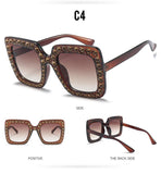 Oversized Sunglasses Square Diamond Sunglasses Women Retro Sunglasses Luxury & Diamond Square Shape Sunglasses For Women Branded Attractive Any Size Crystal Sun Glasses For Ladies Gradient Classic Mirror & Decent Shades