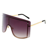 Oversized Women Blue & Yellow Gradient Sunglasses  Fashionable Rimless In Metal For Female New Shades Personality Eyewear