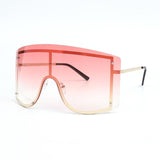 Oversized Women Blue & Yellow Gradient Sunglasses  Fashionable Rimless In Metal For Female New Shades Personality Eyewear