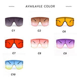Oversized Women Blue & Yellow Gradient Sunglasses  Fashionable Rimless In Metal For Female New Shades Personality Eyewear