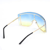 Oversized Women Blue & Yellow Gradient Sunglasses  Fashionable Rimless In Metal For Female New Shades Personality Eyewear
