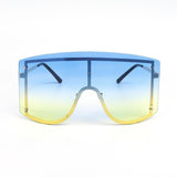 Oversized Women Blue & Yellow Gradient Sunglasses  Fashionable Rimless In Metal For Female New Shades Personality Eyewear