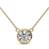 2.00 CTW AGI Certified Round Brilliant Lab Grown Diamond Bezel Pendant in 14K White or Yellow Gold