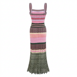 Vibrant Knitted Geometric Maxi Dress