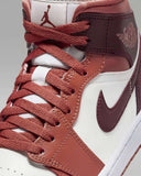 Nike Air Jordan 1 Mid Shoes Dusty Peach Night Maroon BQ6472-200 Womens Sizes NEW