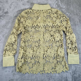 Adiva Embroidered Crochet Mesh Blouse Sheer Color Grass, Medium