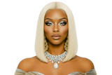 Platinum Blonde 613 Short Bob 18' Swiss Lace Front Brazilian Human Unprocessed Remy Hair