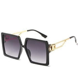 Square Oversized Sunglasses for Women Men Flat Top Fashion Shades Big Frame Sunglasses For Women With Hollow Glasses & New Legs Fashionable Sunglasses For Men & Women