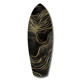Surfboard Shaped Flowing Line Golden Waves Glass Wall Art