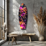 Magenta Gold Cosmic Bubbles Surfboard Glass Wall Art