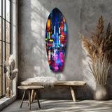 Under the City Glow A Love in the Rain Glass Wall Art