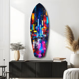Under the City Glow A Love in the Rain Glass Wall Art