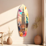 Watercolor Splash Liberty Skyline Glass Wall Art