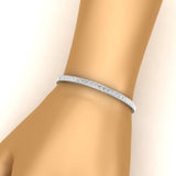 6.00 CTW Created Moissanite Princess Cut Half Bezel Tennis Bracelet in 14K Gold Over Sterling
