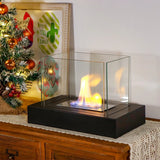 360° View Rectangular Tabletop Fireplace Fire Bowl With Four-Sided Glass