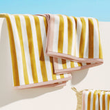 Oversized Striped Border Cabana Beach Towels - Santa Cruz
