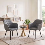 Upholstered Dining Chairs Set of 2 with Curved Back