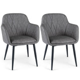Upholstered Dining Chairs Set of 2 with Curved Back