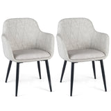 Upholstered Dining Chairs Set of 2 with Curved Back