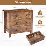 3-Drawer Dresser with Tapered Legs - Rustic Brown