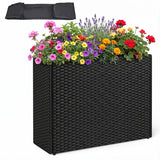 Raised Garden Bed with PE Rattan Wicker and Liner 32"
