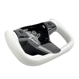 White Leather Yoke Steering Wheel for Tesla Model 3 / Y【Style 7】