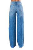 Wide Leg Cut Knee Jeans