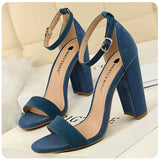Women's 9.5cm High Heels Sandals Summer Purple Pink Ankle Strappy Wedding Shoes - # GIAA73210001