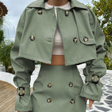 Women's Retro Short Jacket and Mini Skirt Two-Piece Set