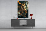 Lion Gentleman Glass Wall Art