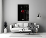 Tall Red Wine Glass Silhouette Glass Wall Art