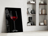 Tall Red Wine Glass Silhouette Glass Wall Art