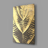 Gold Foil Leaf Veins on Charcoal Glass Wall Art