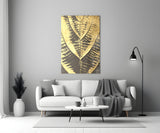 Gold Foil Leaf Veins on Charcoal Glass Wall Art