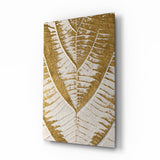 Golden Leaf Veins on Cream White Glass Wall Art