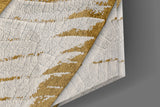 Golden Leaf Veins on Cream White Glass Wall Art