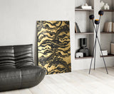 Black Marbled Ripple Golden Waves Glass Wall Art